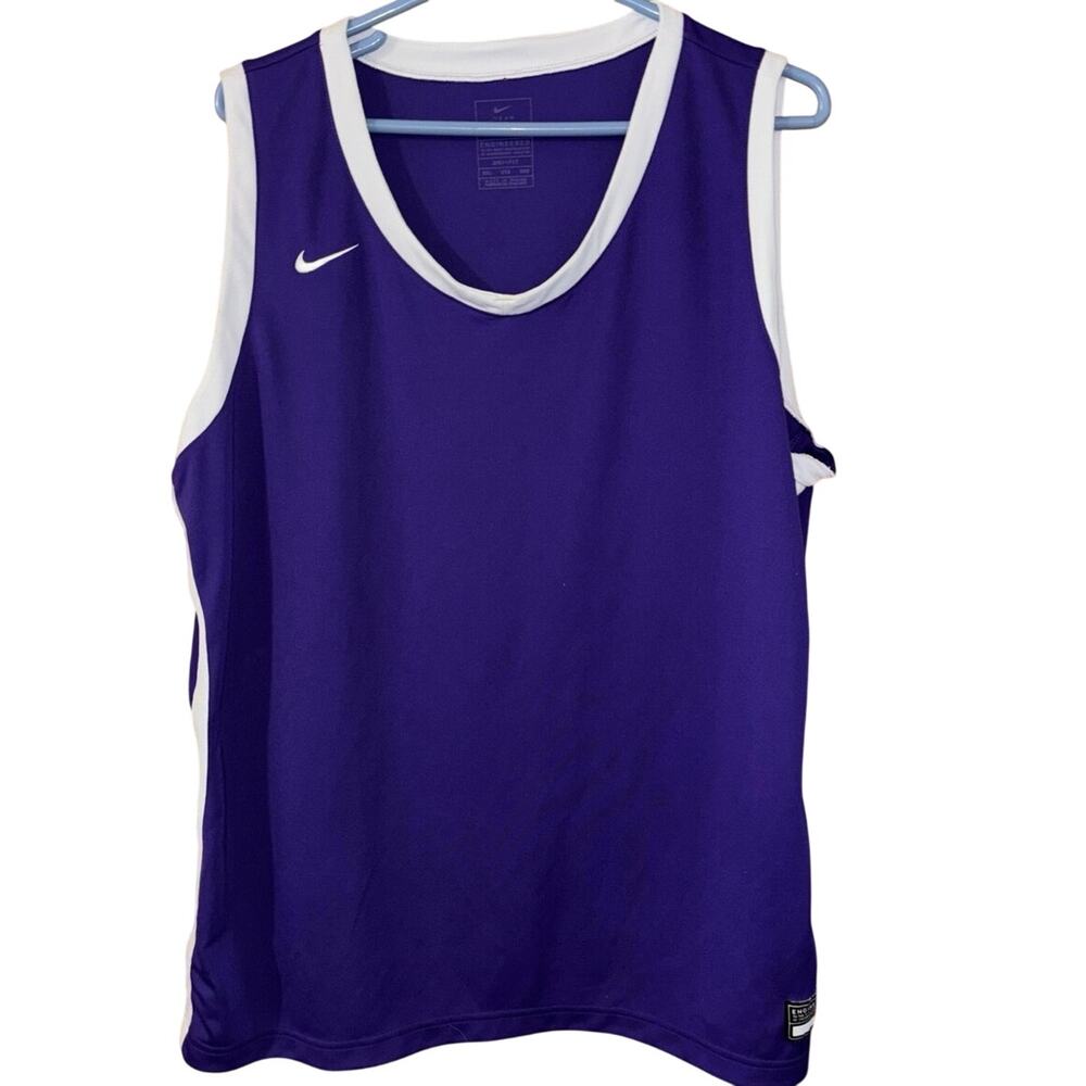 Nike Team Dri-Fit purple white basketball jersey tank top (size 3XL)